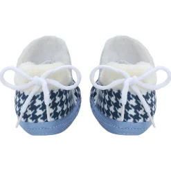 Baby Moo 3D Poodle Dog Houndstooth Soft Slip-On Anti-Skid Plush Warm Booties - Blue