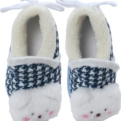 Baby Moo 3D Poodle Dog Houndstooth Soft Slip-On Anti-Skid Plush Warm Booties - Blue