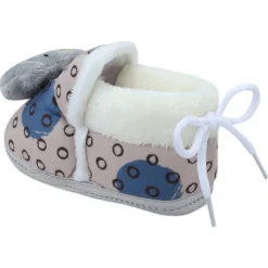 Baby Moo 3D Scout Kitty Soft Slip-On Anti-Skid Plush Warm Booties - Beige