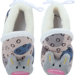 Baby Moo 3D Scout Kitty Soft Slip-On Anti-Skid Plush Warm Booties - Beige