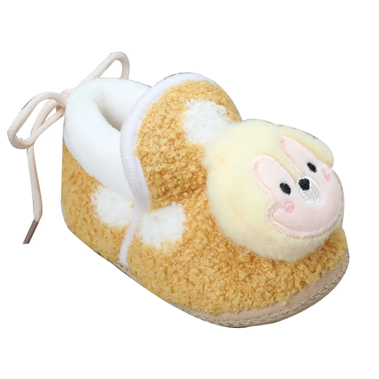 Baby Moo 3D Squirrel Soft Slip-On Anti-Skid Plush Warm Booties - Yellow