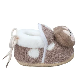 Baby Moo 3D Squirrel Soft Slip-On Anti-Skid Plush Warm Booties - Brown