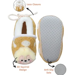 Baby Moo 3D Squirrel Soft Slip-On Anti-Skid Plush Warm Booties - Yellow