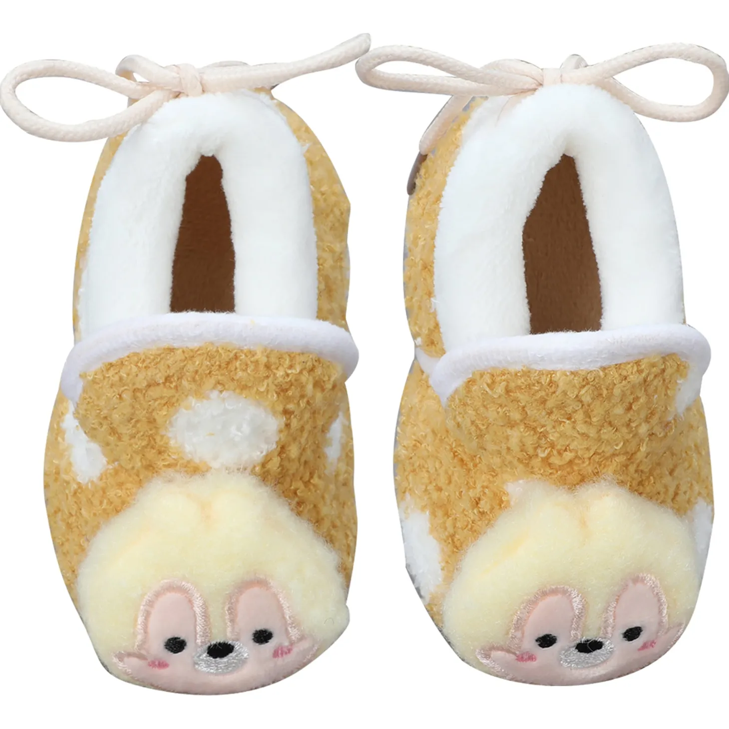 Baby Moo 3D Squirrel Soft Slip-On Anti-Skid Plush Warm Booties - Yellow