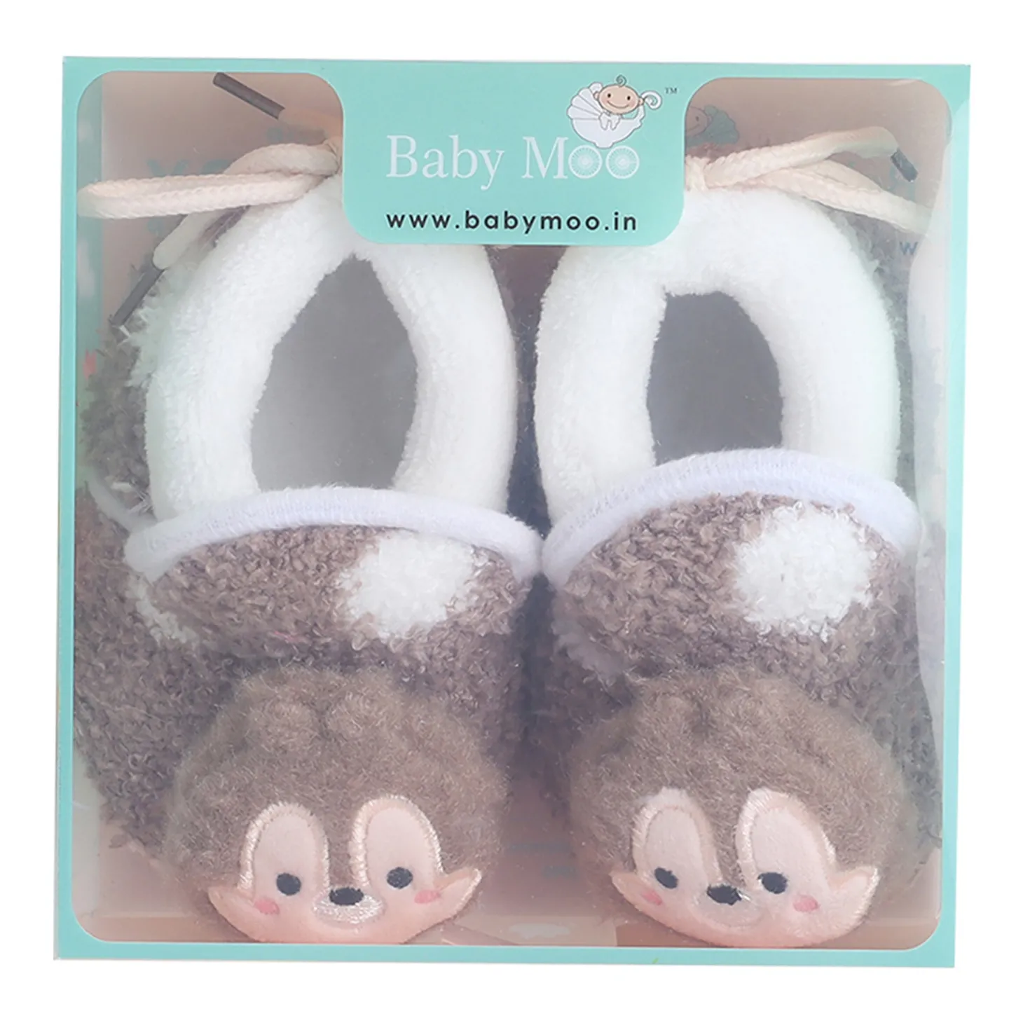 Baby Moo 3D Squirrel Soft Slip-On Anti-Skid Plush Warm Booties - Brown