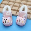 Baby Moo 3D Teddy Buddy Soft Slip-On Anti-Skid Plush Warm Booties - Pink