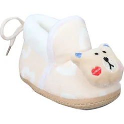 Baby Moo 3D Teddy Buddy Soft Slip-On Anti-Skid Plush Warm Booties - Beige