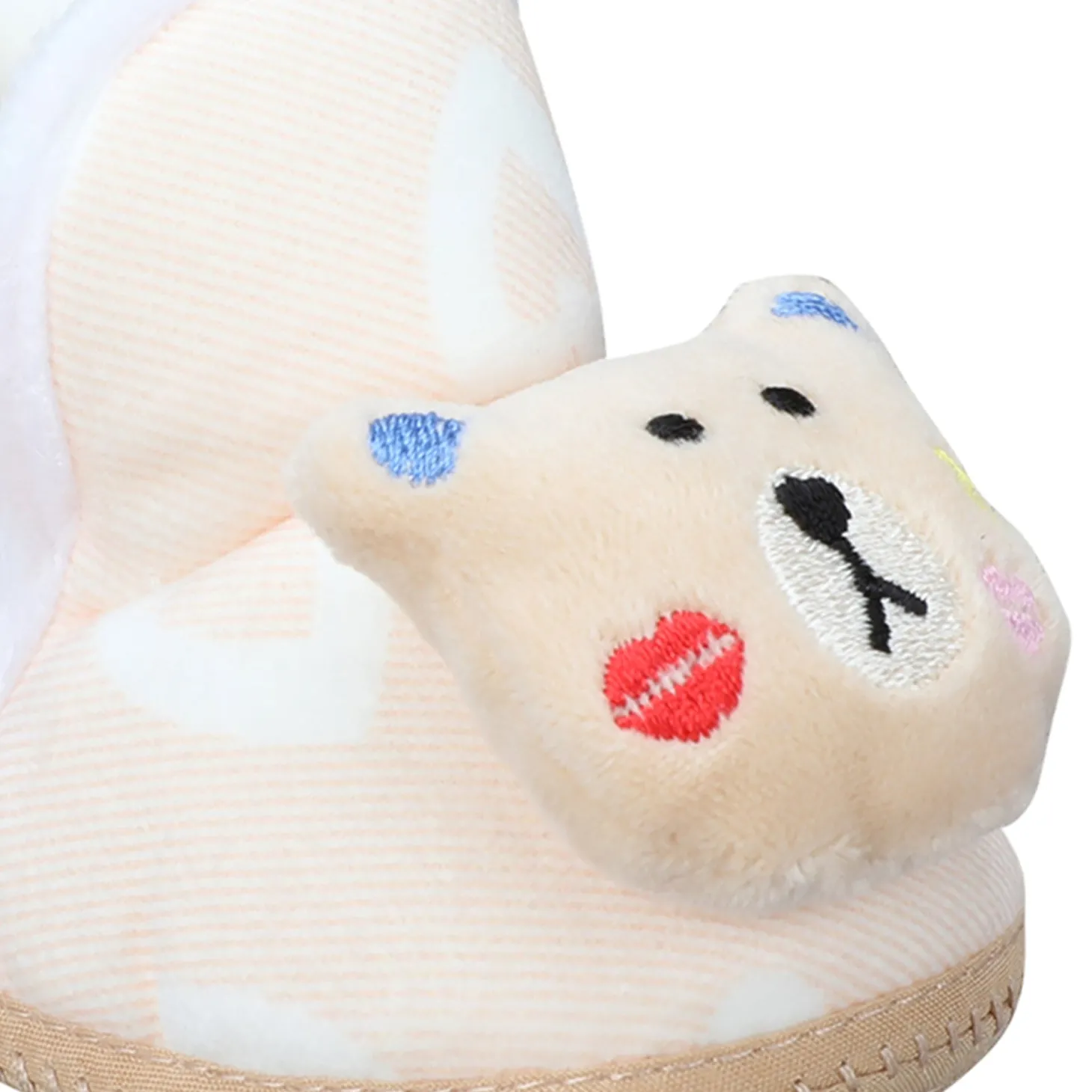 Baby Moo 3D Teddy Buddy Soft Slip-On Anti-Skid Plush Warm Booties - Beige