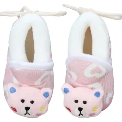 Baby Moo 3D Teddy Buddy Soft Slip-On Anti-Skid Plush Warm Booties - Pink