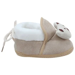 Baby Moo 3D Teddy Soft Slip-On Anti-Skid Plush Warm Booties - Beige
