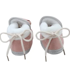 Baby Moo 3D Teddy Soft Slip-On Anti-Skid Plush Warm Booties - Mauve
