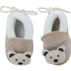 Baby Moo 3D Teddy Soft Slip-On Anti-Skid Plush Warm Booties - Beige