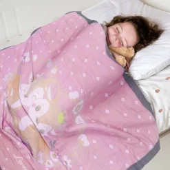 Baby Moo Deers In Love All Season Medium Muslin Blanket - Pink