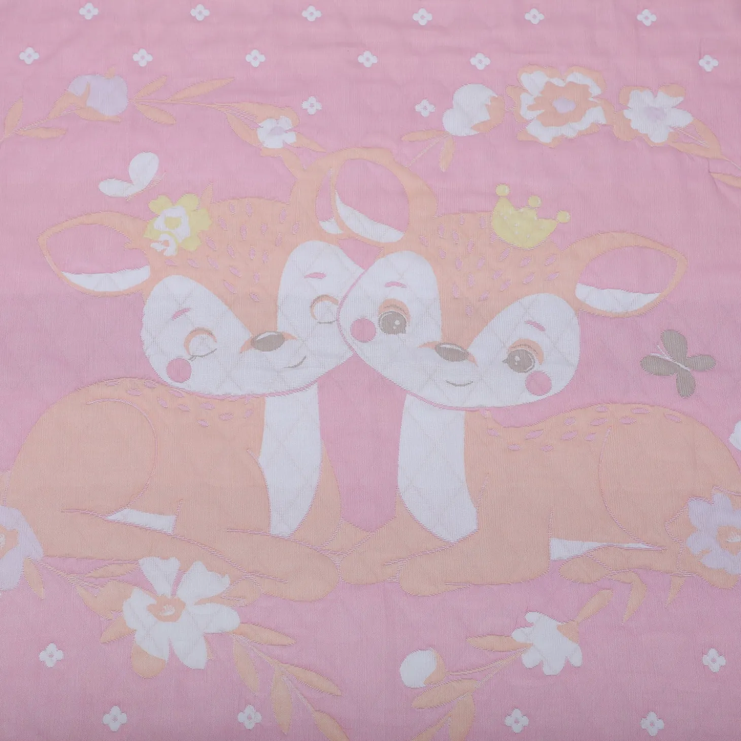 Baby Moo Deers In Love All Season Medium Muslin Blanket - Pink