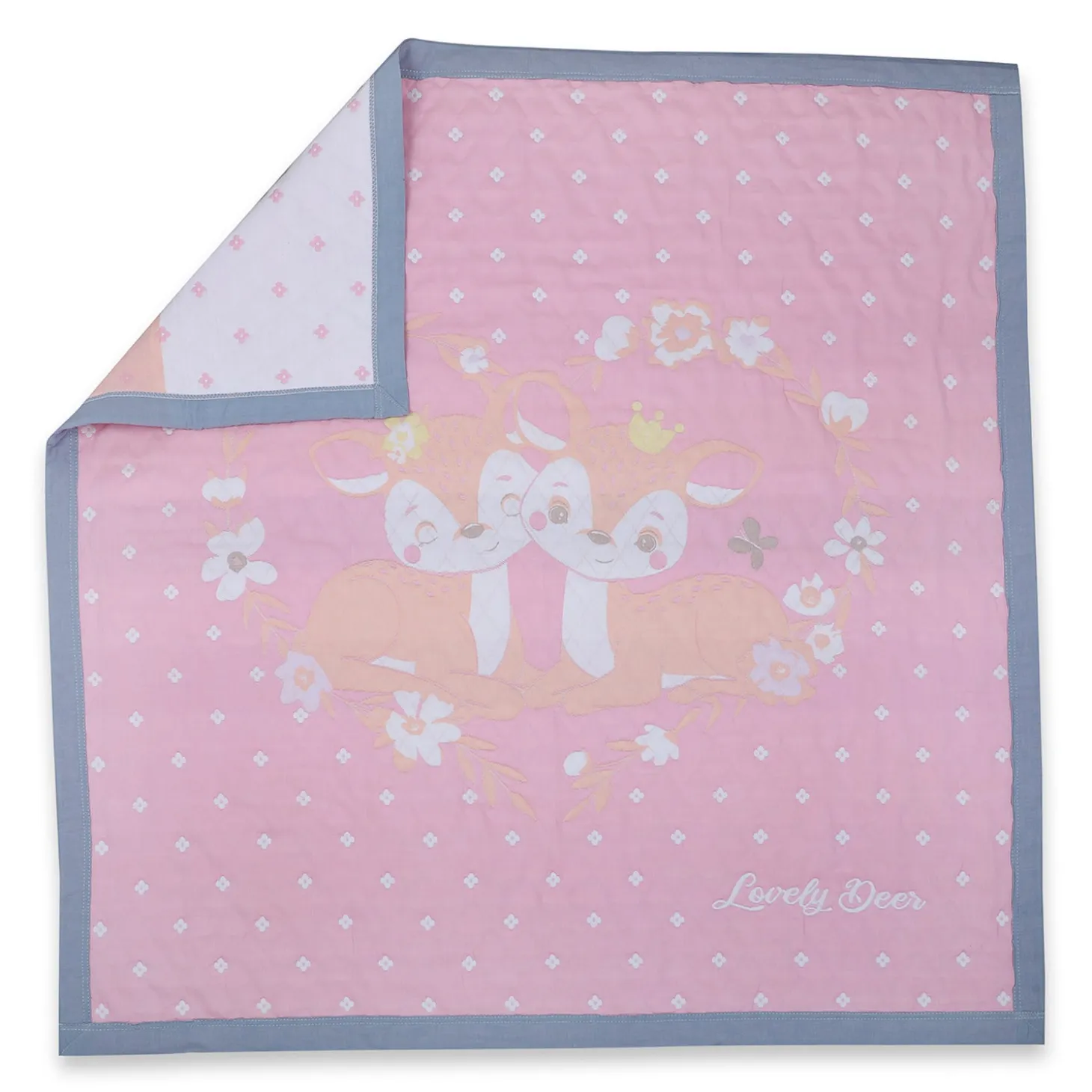Baby Moo Deers In Love All Season Medium Muslin Blanket - Pink