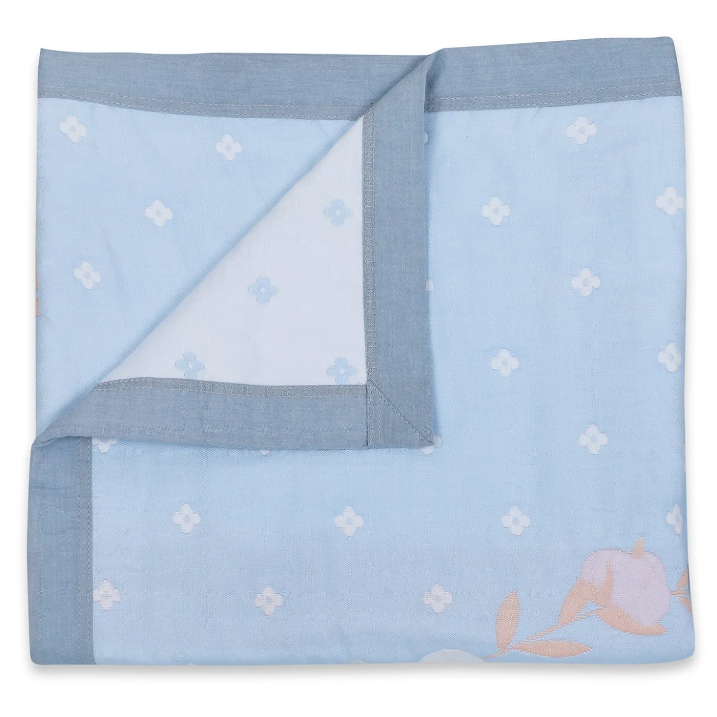 Baby Moo Deers In Love All Season Medium Muslin Blanket - Blue