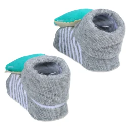 Baby Moo Dino Cotton Anti-Skid 3D Socks - Grey