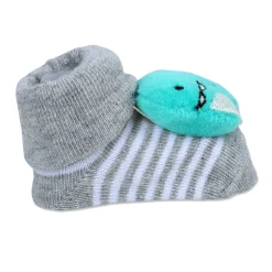 Baby Moo Dino Cotton Anti-Skid 3D Socks - Grey