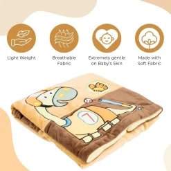 Baby Moo Dino Plush Cotton All Season Nursery Blanket - Brown