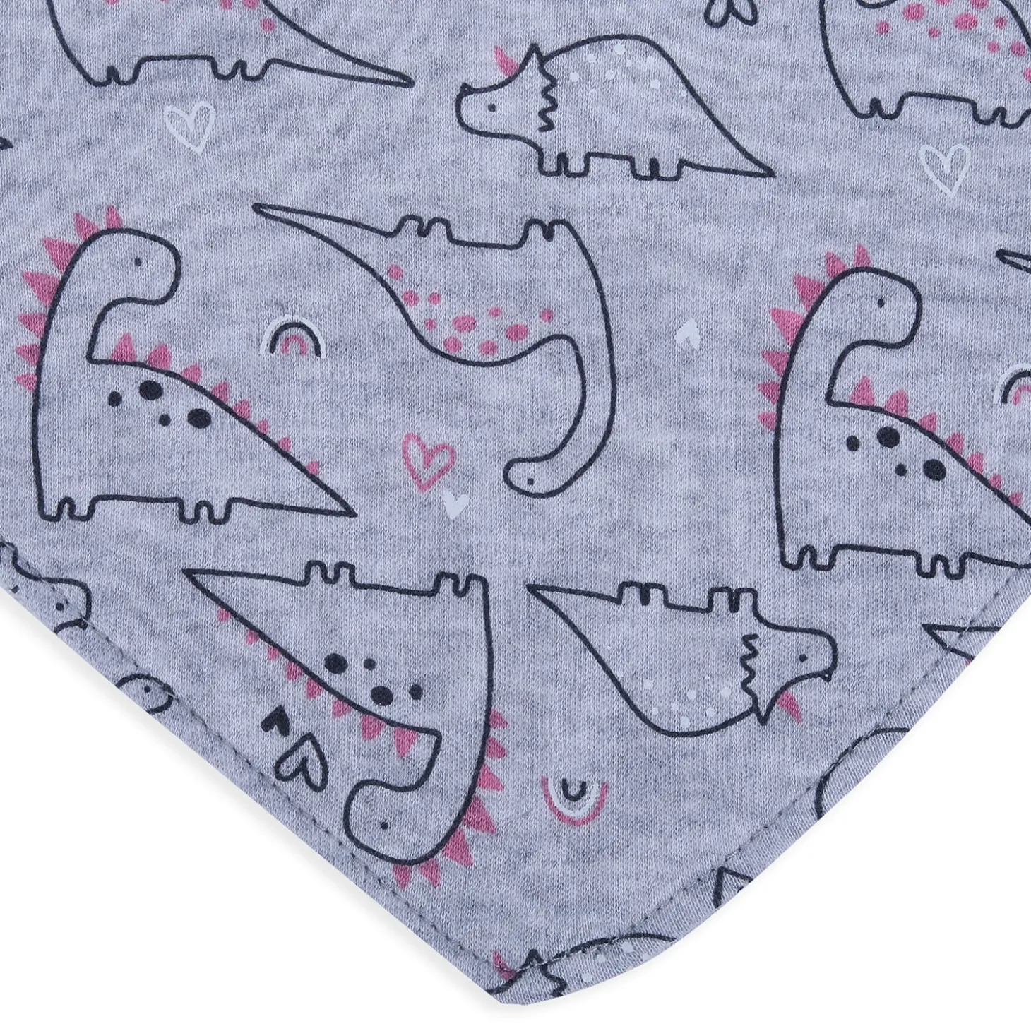 Baby Moo Dino-rrific Cotton 3 Pack Bandana Bibs - Pink