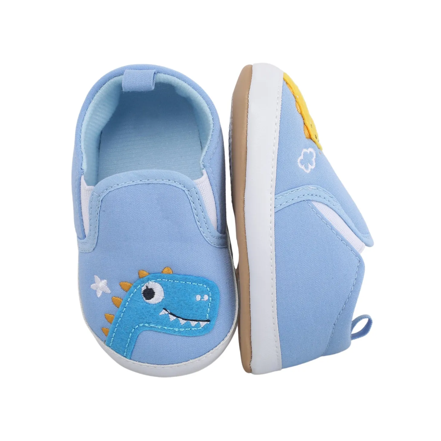 Baby Moo Dinosaur Blue Slip-On Booties