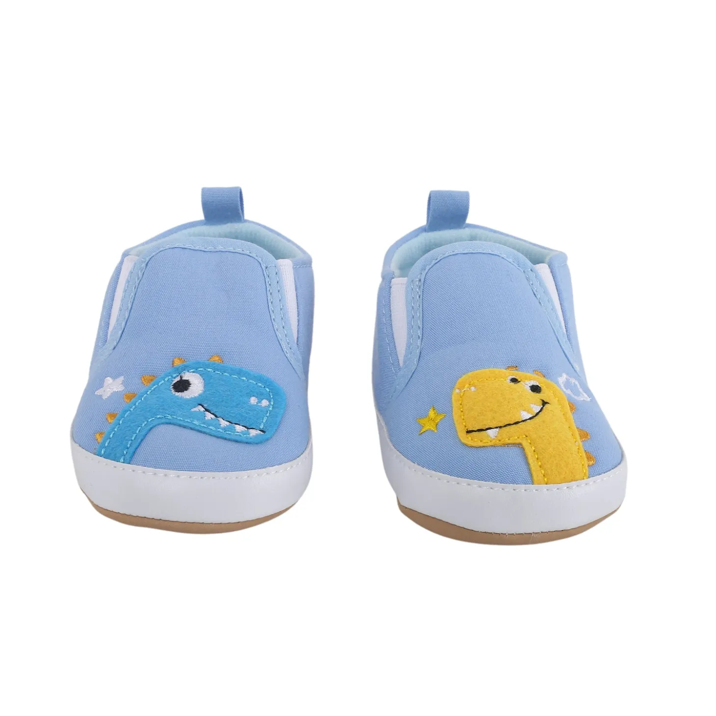 Baby Moo Dinosaur Blue Slip-On Booties