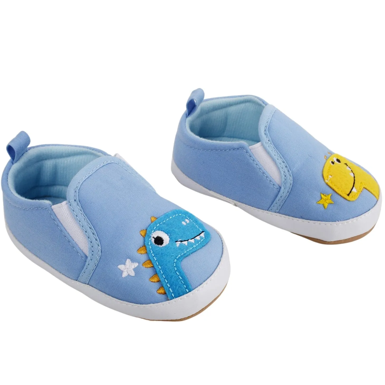 Baby Moo Dinosaur Blue Slip-On Booties