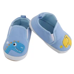 Baby Moo Dinosaur Blue Slip-On Booties