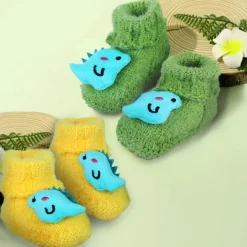 Baby Moo Dinosaur Crochet Woollen 3D Socks Booties - Green