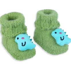 Baby Moo Dinosaur Crochet Woollen 3D Socks Booties - Green
