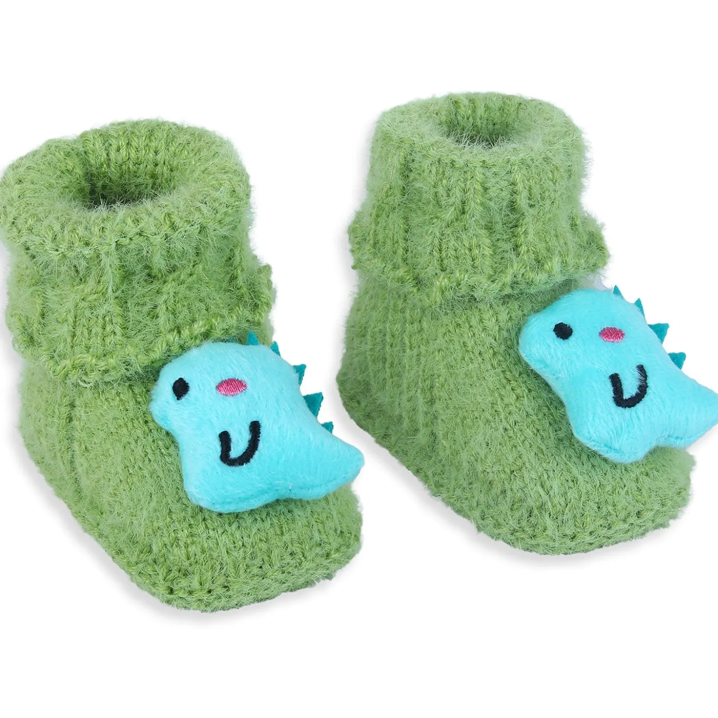 Baby Moo Dinosaur Crochet Woollen 3D Socks Booties - Green