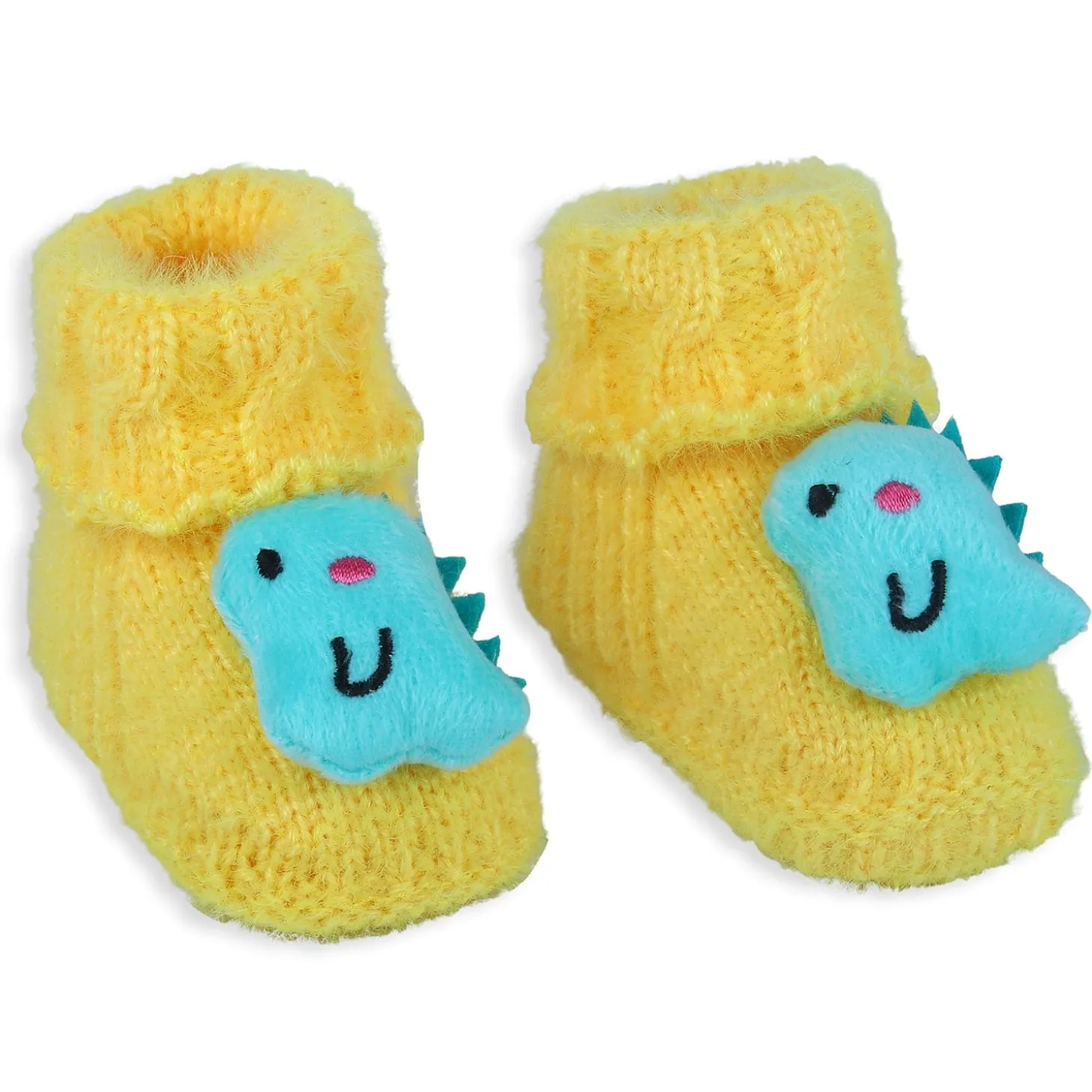 Baby Moo Dinosaur Crochet Woollen 3D Socks Booties - Green
