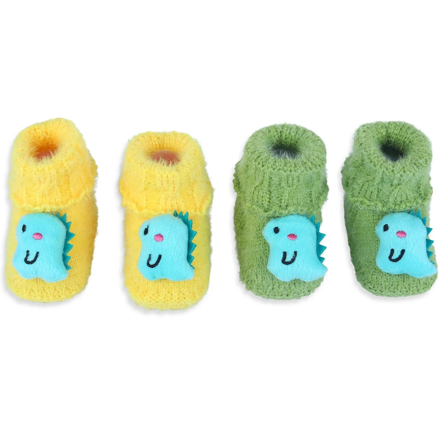 Baby Moo Dinosaur Crochet Woollen 3D Socks Booties - Green