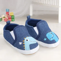 Baby Moo Dinosaur Navy Blue Slip-On Booties