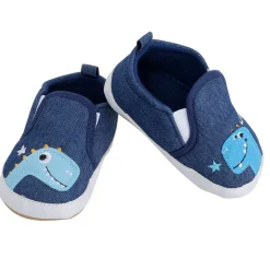 Baby Moo Dinosaur Navy Blue Slip-On Booties