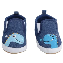 Baby Moo Dinosaur Navy Blue Slip-On Booties