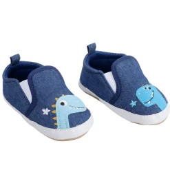 Baby Moo Dinosaur Navy Blue Slip-On Booties