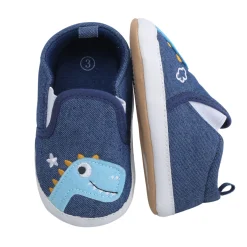 Baby Moo Dinosaur Navy Blue Slip-On Booties