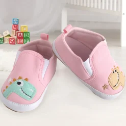 Baby Moo Dinosaur Pink Slip-On Booties