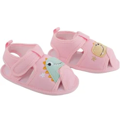 Baby Moo Dinosaur Pink Velcro Booties