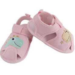 Baby Moo Dinosaur Pink Velcro Booties