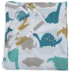 Baby Moo Dinosaur Soft Wrapper Muslin Swaddle - Multicolour