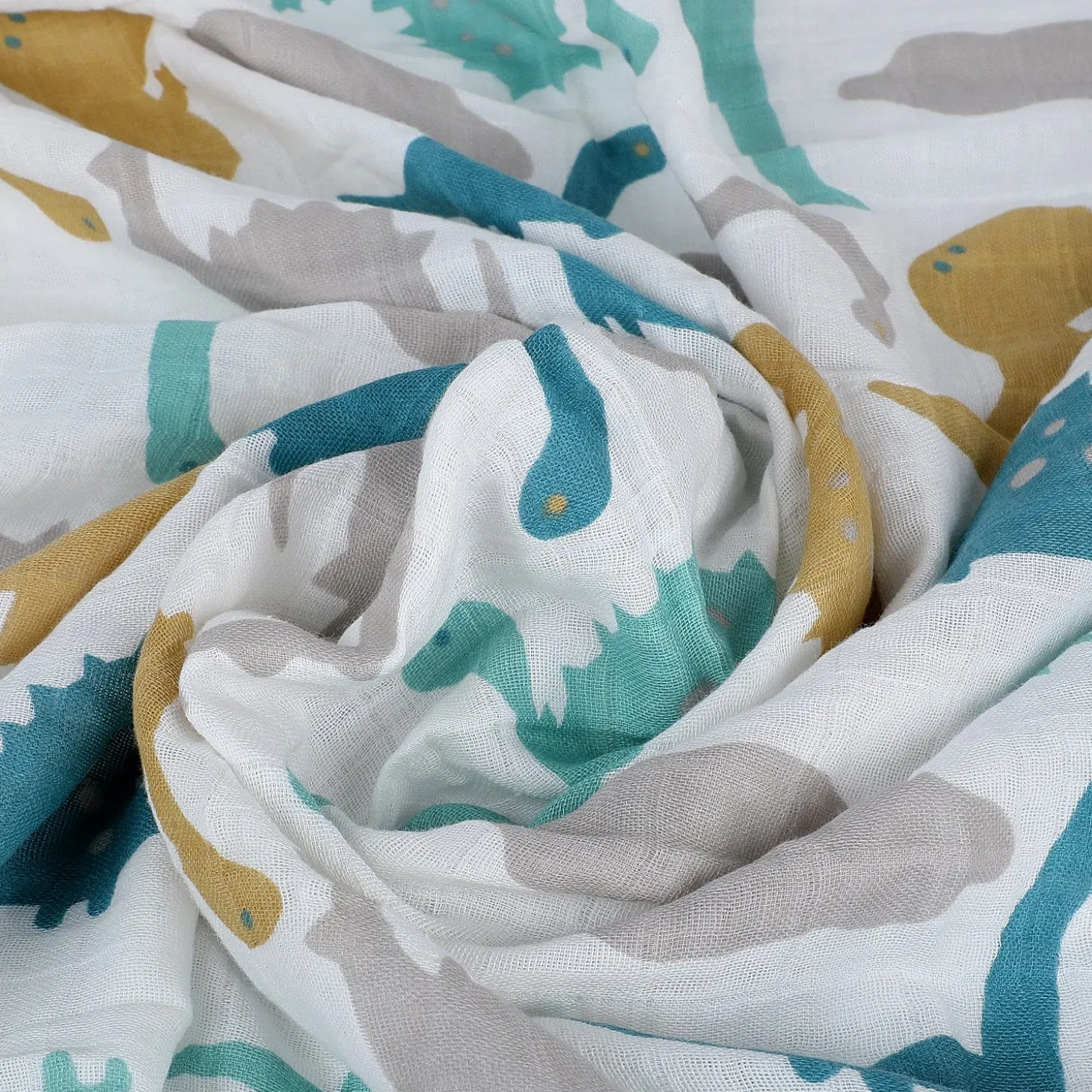 Baby Moo Dinosaur Soft Wrapper Muslin Swaddle - Multicolour