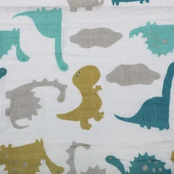 Baby Moo Dinosaur Soft Wrapper Muslin Swaddle - Multicolour