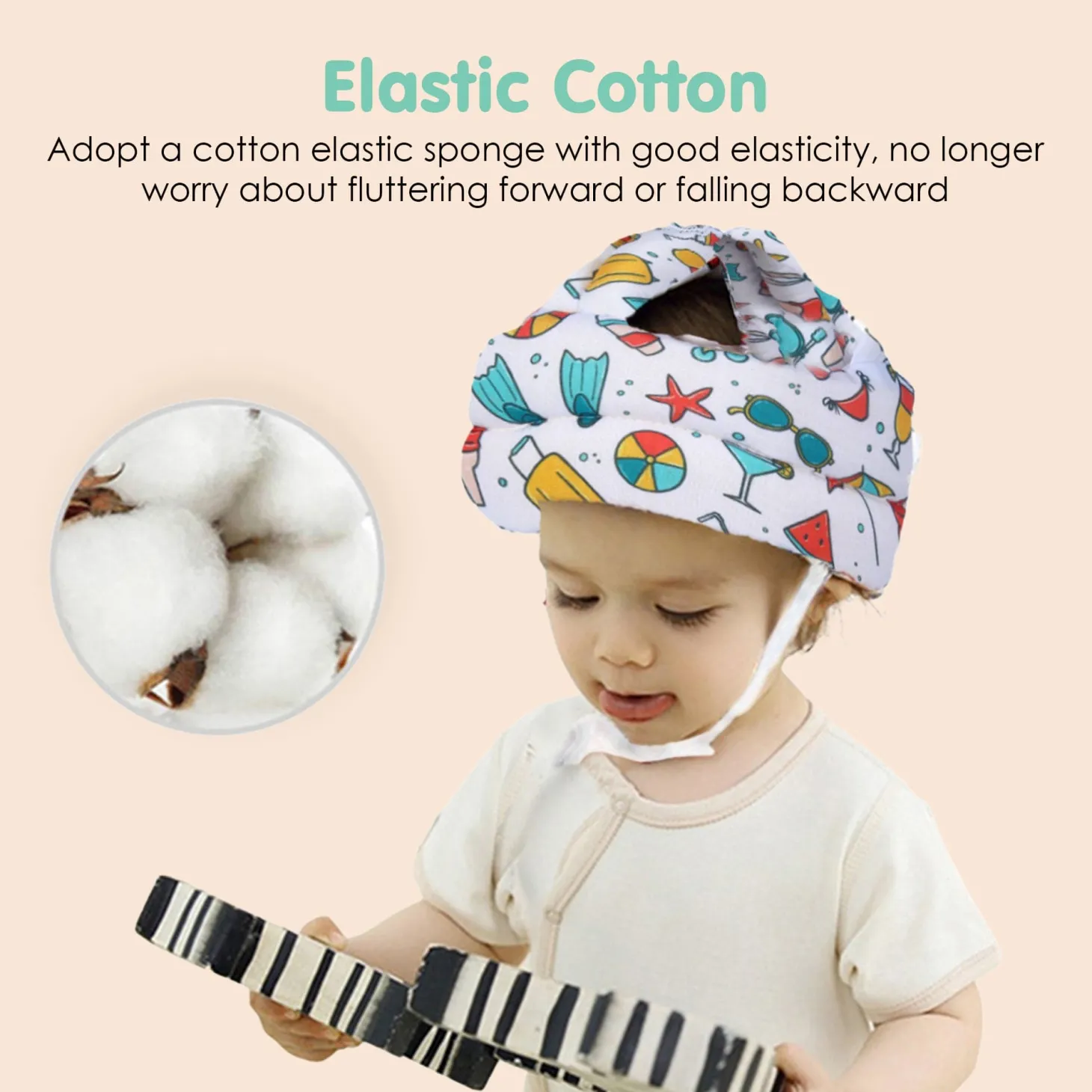 Baby Moo Diving Trip Head Protection Adjustable Cushioned Safety Helmet - White