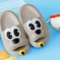 Baby Moo Dog Waterproof Soft Slippers Anti-Skid Sliders - Grey