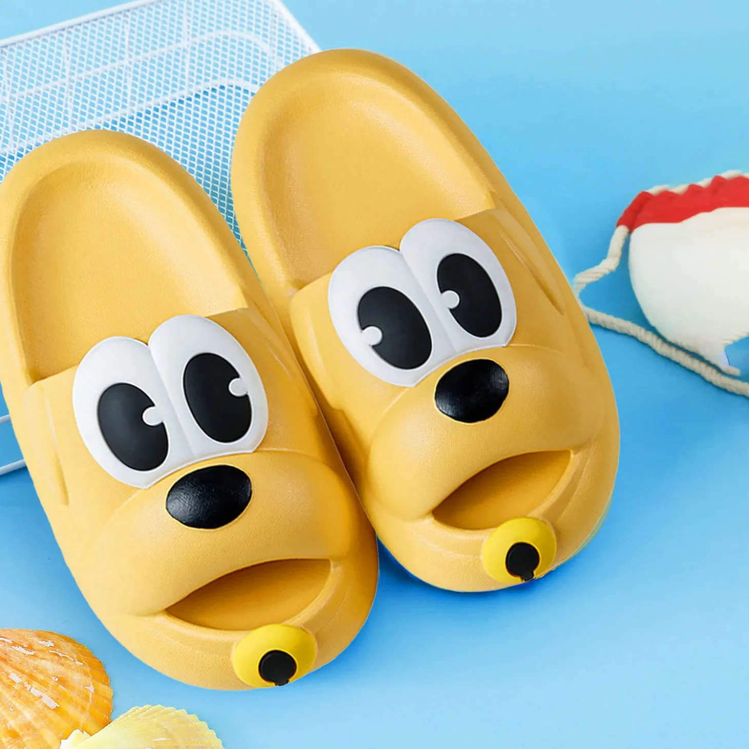 Baby Moo Dog Waterproof Soft Slippers Anti-Skid Sliders - Yellow