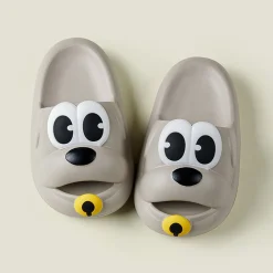 Baby Moo Dog Waterproof Soft Slippers Anti-Skid Sliders - Grey