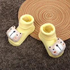 Baby Moo Doggy Cotton Anti-Skid 3D Socks - Yellow