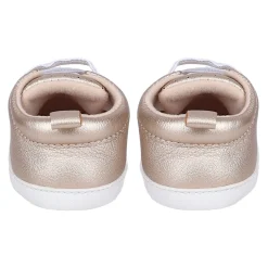 Baby Moo Dotted Breathable Lace-Up Design Anti-Skid Vegan Leather Sneakers - Gold